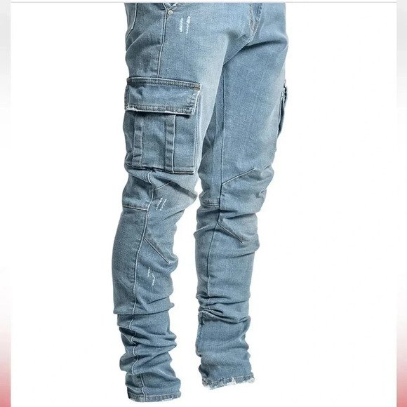 REPUTATION STUDIOS MENS SLIM FIT CARGO DENIM LIGHT STONE SIZE 30(s) - Picture 4 of 11